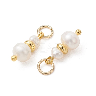 Natural Cultured Freshwater Pearl & Brass Pendants PALLOY-JF05442-02-1
