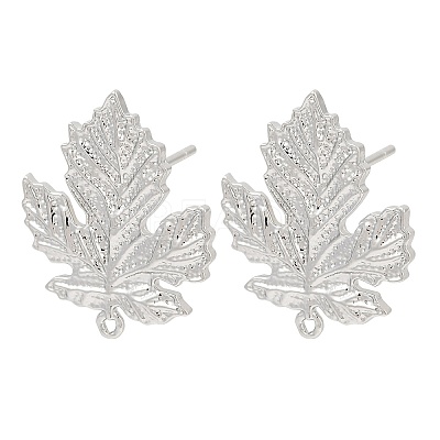 Brass Stud Earring Findings KK-Z099-04P-02-1