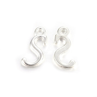 Silver Color Plated Alloy Letter Pendants X-PALLOY-J718-01S-S-1