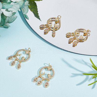 Rack Plating Brass Micro Pave Clear Cubic Zirconia Pendants ZIRC-BBC0001-23-1