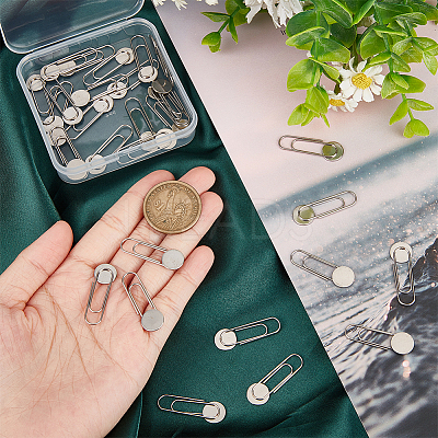 30Pcs 304 Stainless Steel Paperclip Brooch Finding FIND-UN0002-45-1