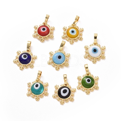 Handmade Evil Eye Lampwork Pendants ZIRC-F136-04G-1