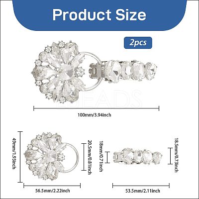 2Pcs Flower Alloy Rhinestone Snap Lock Clasps FIND-FH0018-22A-1
