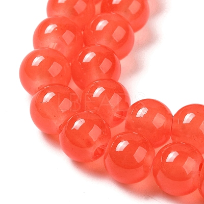 Baking Paint Imitation Jade Glass Round Bead Strands X1-DGLA-Q021-8mm-32-1