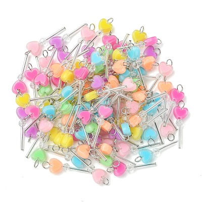100Pcs Acrylic & Glass Pendants PALLOY-CJ00180-1