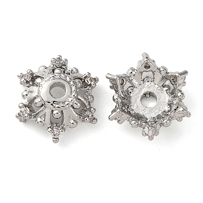 Brass Micro Pave Clear Cubic Zirconia Bead Caps KK-K378-47A-P-1
