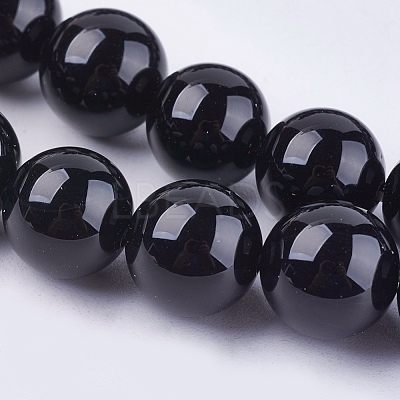 Natural Black Onyx Beads Strands G-H1567-10MM-1
