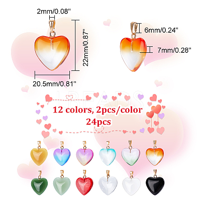 24Pcs 12 Colors Spray Painted Glass Pendants GLAA-CA0001-51-1
