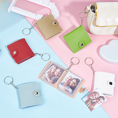 6Pcs 6 Colors PU Leather Photocard Sleeve Keychain KEYC-GA0001-53-1