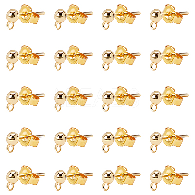 30Pcs Brass Stud Earring Findings and 30Pcs Earring Backs Sets KK-AR0001-91G-NR-1