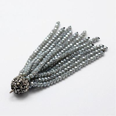 Electroplate Glass Bead Tassel Big Pendants EGLA-P023-14-1
