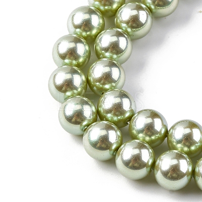 UV Plating Pearlized Glass Pearl Beads Strands GLAA-F128-01B-T21-1