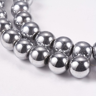 Electroplate Non-magnetic Synthetic Hematite Beads Strands G-J169A-8mm-02-1
