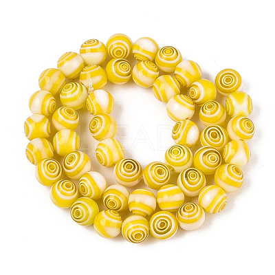 Handmade Millefiori Glass Round Beads Strands LK-R004-93D-1