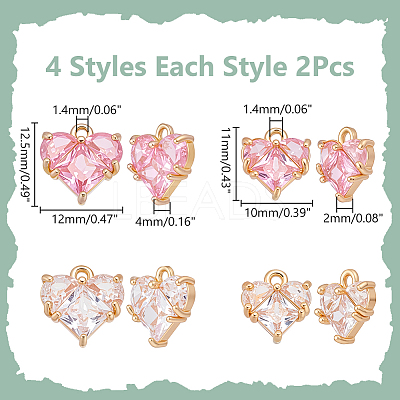 8Pcs 4 Styles Brass Charms KK-WR0001-60-1