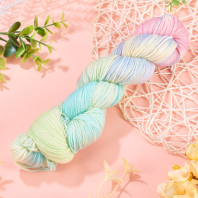1 Skein 80% Wool 20% Acrylic Fiber Rainbow Segment Dyed Yarn OCOR-TA0003-02B-1