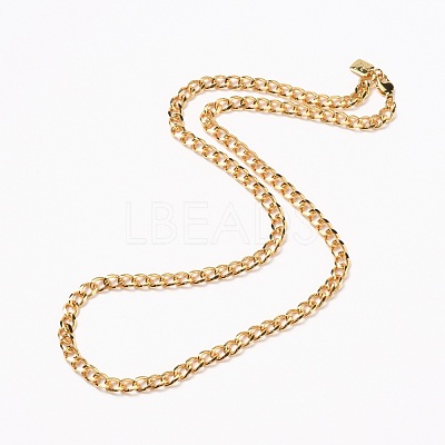 Men's Brass Cuban Link Chain Necklaces NJEW-H206-14G-1