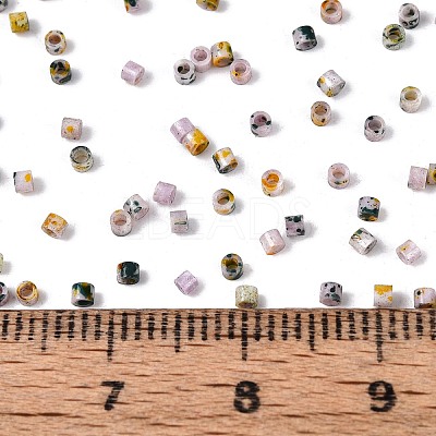 Spray Painted Picasso Cylinder Glass Seed Beads GLAA-T028-12A-12-1