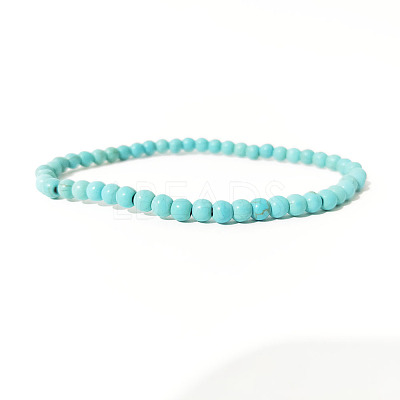 4mm Round Synthetic Turquoise Beads Bracelet for Men KG3069-36-1