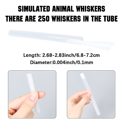 250Pcs Plastic Simulated Animal Whiskers for Crafts Needle Felting DIY-WH20050-10-1