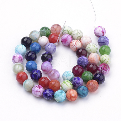 Natural Fire Crackle Agate Beads Strands G-S249-02-8mm-1
