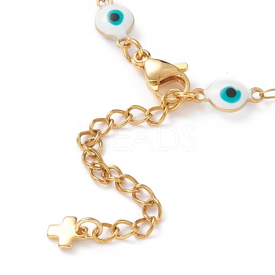 Evil Eye 304 Stainless Steel Enamel Link Chains Bracelets & Necklaces Jewelry Sets SJEW-JS01152-1