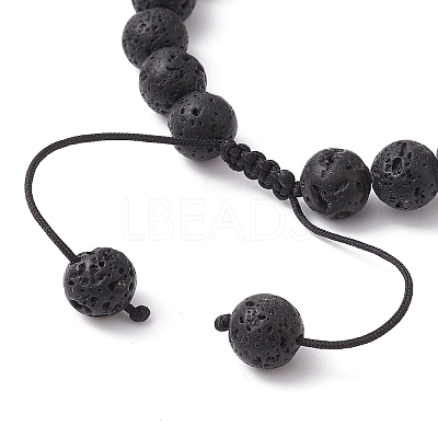 Natural Lava Rock & Tiger Eye Braided Bead Bracelets BJEW-JB09729-01-1