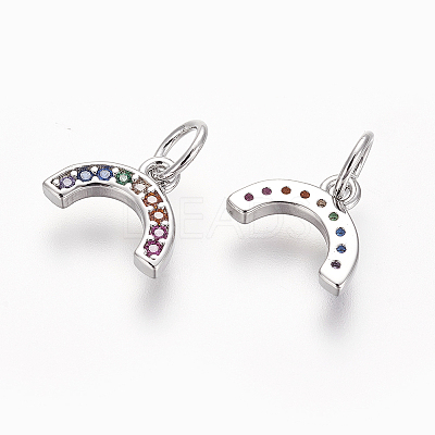 Brass Cubic Zirconia Charms LS-ZIRC-E162-14P-1