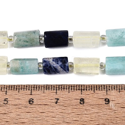 Natural Sodalite & Flower Amazonite & Lemon Quartz Beads Strands G-Q614-01A-01-1