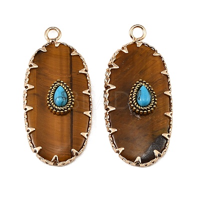Natural Tiger Eye & Synthetic Turquoise Carved Pendants GG-CBA5963-02D-1