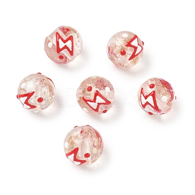 Luminous Handmade Enamel Gold Sand Glass Beads Strands LAMP-U004-08-1