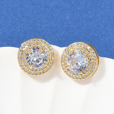 Brass Micro Pave Clear Cubic Zirconia Clip-on Earrings X-EJEW-H154-11B-G-1