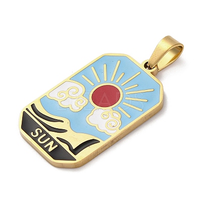 Ion Plating(IP) 304 Stainless Steel Enamel Pendants STAS-Q003-01G-08-1