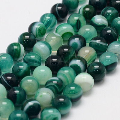Natural Striped Agate/Banded Agate Bead Strands X-G-K155-B-8mm-07-1
