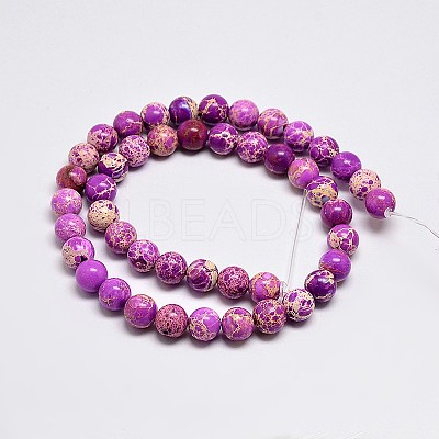 Natural Imperial Jasper Beads Strands X-G-I122-8mm-07-1