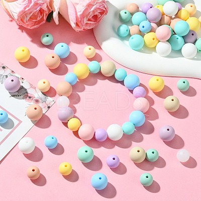 90Pcs 18 Styles Round Food Grade Eco-Friendly Silicone Beads SIL-CJ0001-86-1
