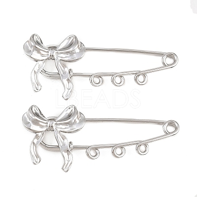 Bowknot 304 Stainless Steel Safety Pins Brooch Findings SA-CBA098D-12C-P-1