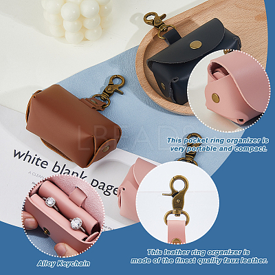 PU Leather Ring Storage Gift Cases with Iron Rings & Clasps AJEW-WH0348-484C-1