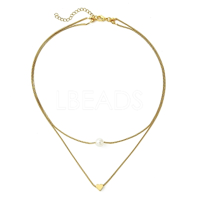 Brass Double Layer Necklace NJEW-JN04918-1