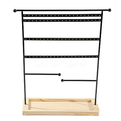 Iron Jewelry Display Stand with Wood Tray AJEW-Z032-01A-1