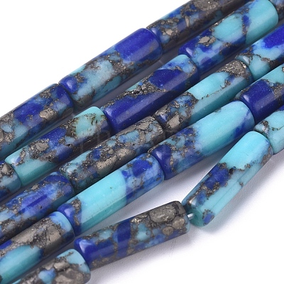 Assembled Synthetic Gold Line Turquoise and Lapis Lazuli Beads Strands G-D0006-A02-1