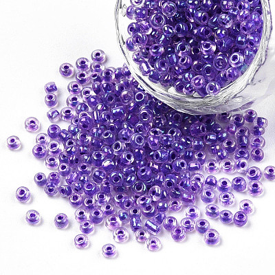 8/0 Transparent Colours Rainbows Glass Seed Beads SEED-R051-08B-01-1
