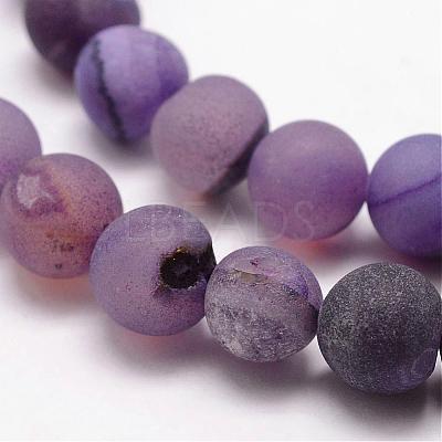 Natural Druzy Geode Agate Bead Strands G-K166-09-8mm-07-1