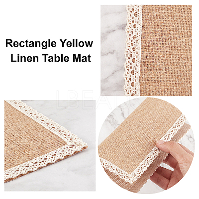 Rectangle Jute Cloth Table Mat AJEW-WH0180-39-1
