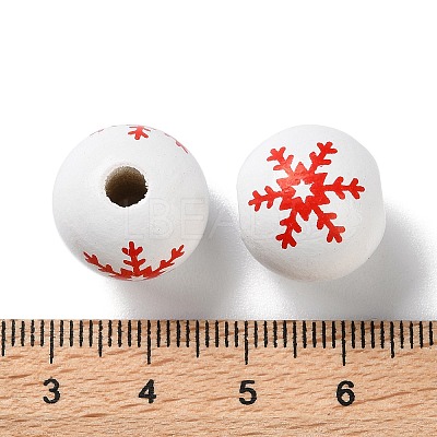 Printed Wood European Beads WOOD-Z002-08E-1