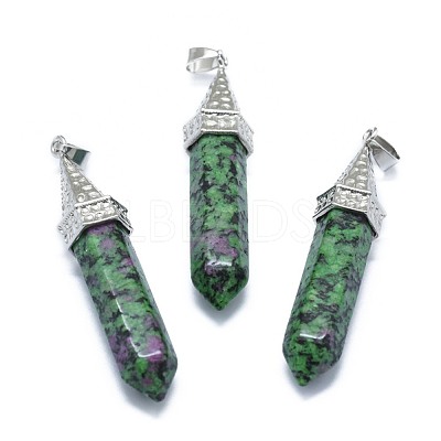 Natural & Dyed Ruby in Zoisite Pointed Pendants G-G795-01P-12-1