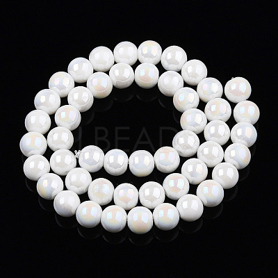 Electroplate Opaque Glass Beads Strands X-GLAA-T032-P8mm-AB02-1
