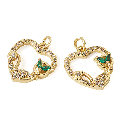 2Pcs Brass Micro Pave Cubic Zirconia Pendants KK-TA0002-78A-G-1