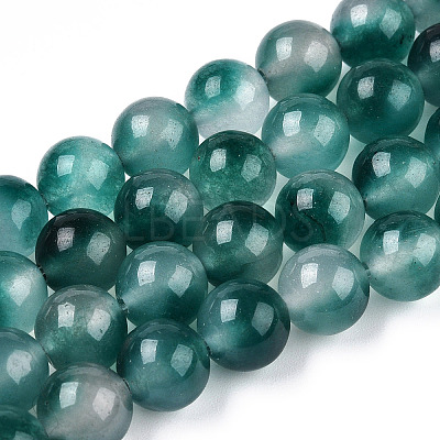 Two Tone Natural White Jade Bead Strands G-R165-8mm-05-1