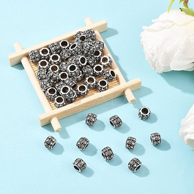 Antique Silver Plated Alloy Rhinestone Large Hole European Beads MPDL-R041-02A-1
